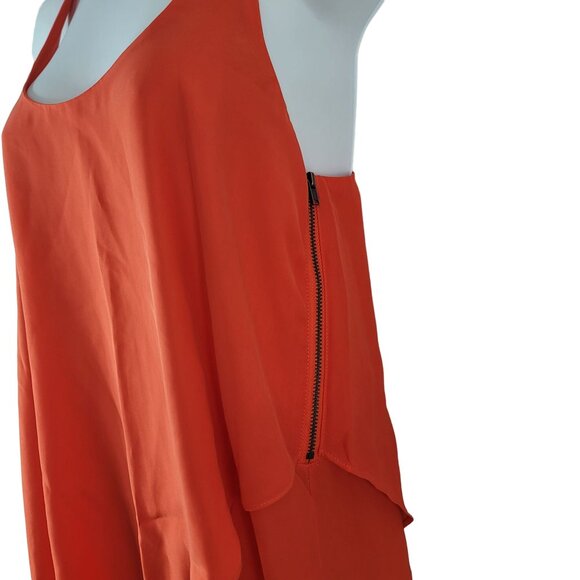 Silence & Noise Sleeveless Tank Dress Orange XS Tier Lined Zip Urban Outfitters - Picture 6 of 10